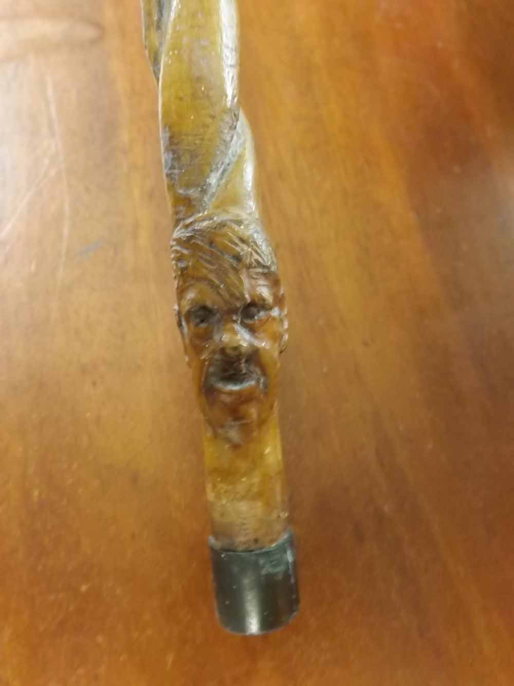 Carved walking stick, marked "W Curtis Aylsham 1939-1945 The Big Three Victory", 32" long - Image 3 of 4