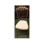 Mid-20th century Italian Chiavari brass spindle back chair, with upholstered seat