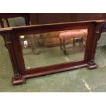 Late 19th century mahogany overmantel mirror with pillared side supports