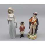 Mixed Lot: Lladro figurine, small Royal Doulton fox hunting figure and a further 19th century