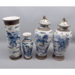 Mixed Lot: late 19th century Chinese crackle glaze wares comprising pair of covered jars, large