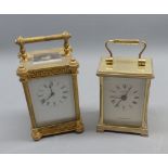 Small French late 19th/early 20th century carriage clock, and a further later carriage clock, 4