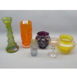 Mixed Lot: various Art Glass wares to include Whitefriars orange vase, various iridescent wares