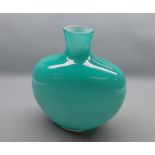 20th century Studio glass vase, of turquoise oval form