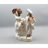 19th century Staffordshire flat-back figure of a young couple