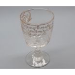 19th century clear and gilt decorated Absolon rummer glass, decorated with rows of text and marked