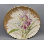 19th century floral and gilt decorated circular plate, impressed mark Ivory to reverse, 11 =