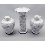 Burgess & Leigh Burleigh Ware Ivare pattern pair squat vases and similarly decorated cylindrical