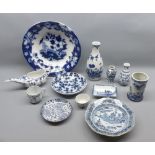 Mixed Lot: various Oriental and English blue and white china wares, comprising various vases,