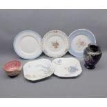 Mixed Lot: Shelley baluster vase, five various Shelley tea plates/saucers and a further Maling sugar