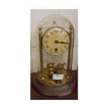 20th century torsion mantel clock under glass dome