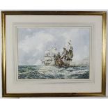 * JOHN SUTTON (BORN 1935, BRITISH) "17C Sea Action" watercolour, signed lower right and inscribed