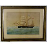 E WILKINSON (19TH/20TH CENTURY, BRITISH) "Swan - Masted Vessel off a Coast" watercolour,