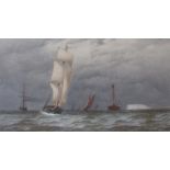 CHARLES TAYLOR (19TH CENTURY, BRITISH) "Off Beachy Head, Sovereign Lightship" watercolour, signed