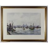 ROSE CHAMPION DE CRESPIGNY (1860-1935, BRITISH) On the Thames at Greenwich watercolour, signed lower