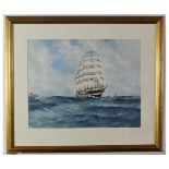 J M EARL (19TH/20TH CENTURY, BRITISH) Clipper in full sail watercolour, signed lower right 14 x 18