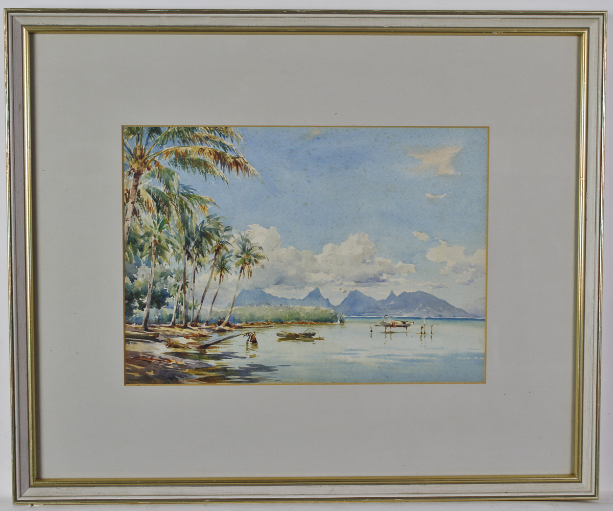 WILLIAM ALISTER MACDONALD (1861-1948, BRITISH) A bay in Tahiti watercolour, unsigned 9 x 13 ins