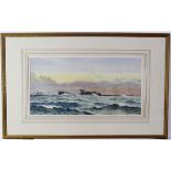 R COPE (19TH/20TH CENTURY, BRITISH) "HMS K2 Submarine" watercolour, signed lower right 11 x 21 1/2