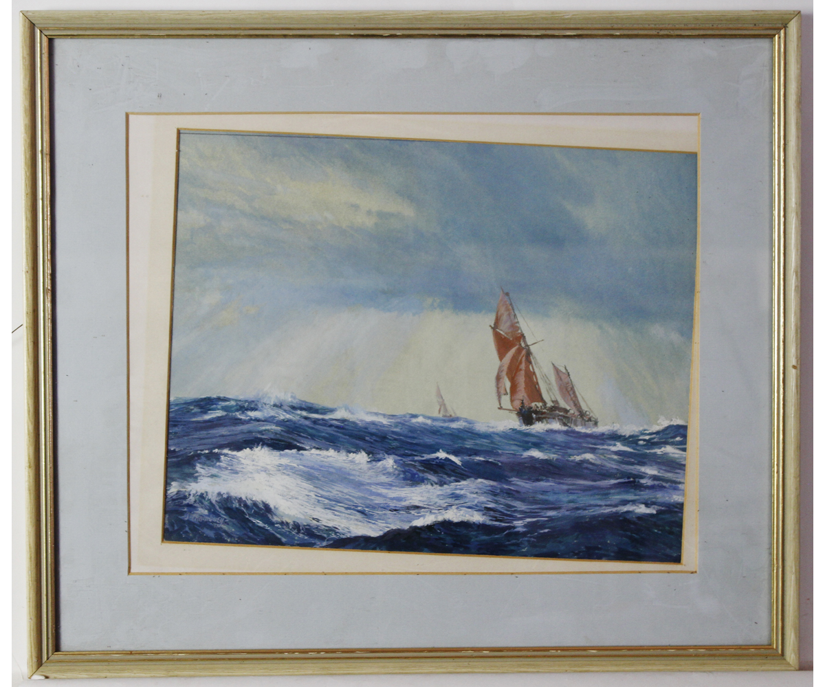 J M EARL (19TH/20TH CENTURY, BRITISH) Clipper in full sail watercolour, signed lower right 14 x 18 - Image 2 of 3