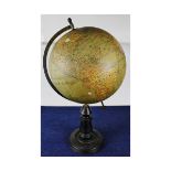 Vintage Globe Terrestre, scale 1mm/40km, retailed by J Forest, Rue de Buci, Paris, (some losses), on