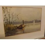 H HARVEY, SIGNED, watercolour, Norfolk Broads, G E Ebbage, three watercolours, Norfolk Broads,