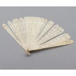 Vintage small ivory fan (ribbons missing and one stick broken), 6" long