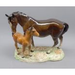 Beswick group of mare and foal, 8" high