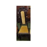 Dark oak framed prie dieu style chair