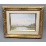 MAUREEN PARKER, SIGNED, oil on board, "Spring Horsey Mere", 5" x 6 1/2"