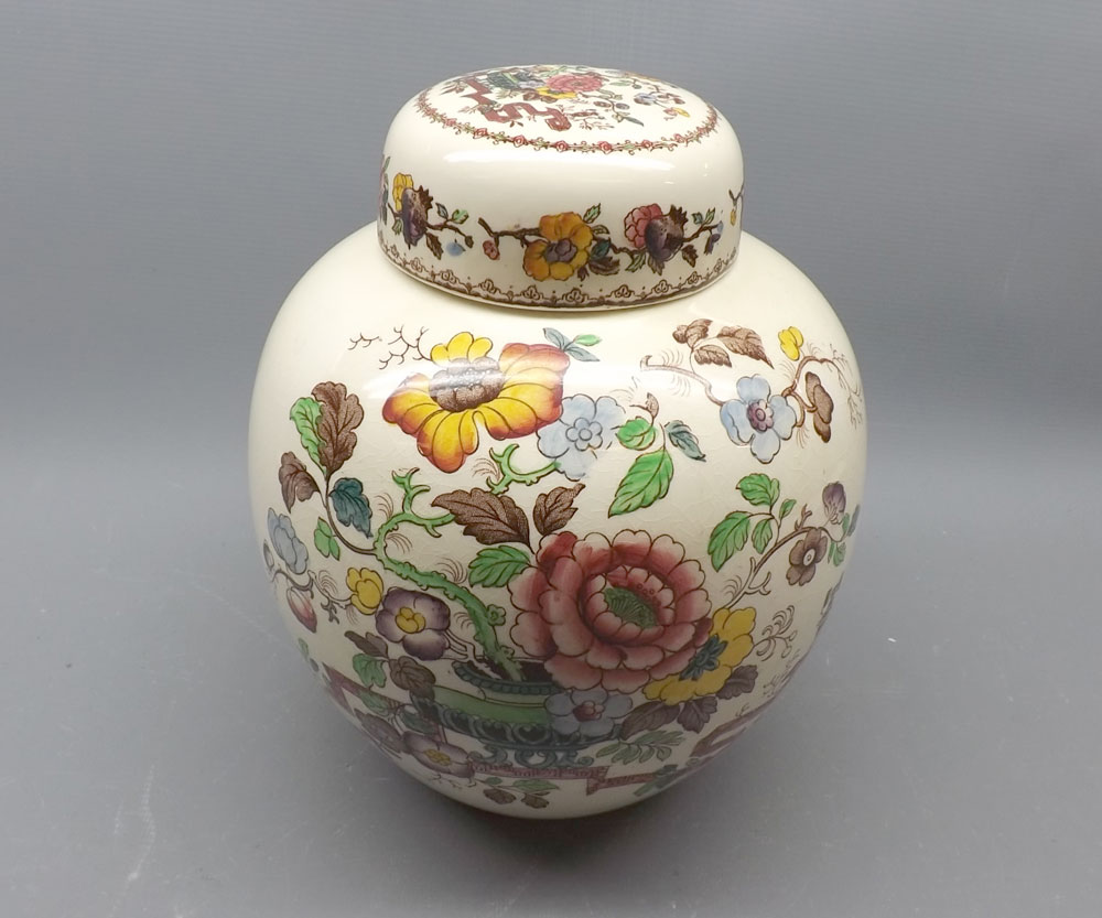 Mason's Ironstone "Nabob" pattern ginger jar, 9 1/2" high