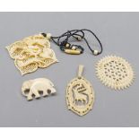 Mixed Lot: various oriental bone/ivory pendants