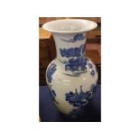 20th century Chinese large baluster vase, typically decorated in blue, 18" high