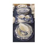 Collection of various blue and other printed wares, comprises meat plate, dish, gravy jug, dish