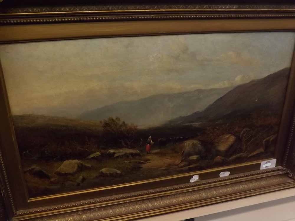 H S, MONOGRAMMED AND DATED 66 LOWER LEFT, oil on canvas, Herder with cattle in mountain landscape,