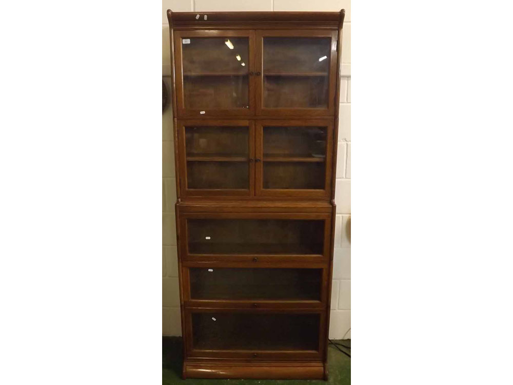 Light oak Globe Wernicke style bookcase, possibly Lebus, of five sections, 34" wide