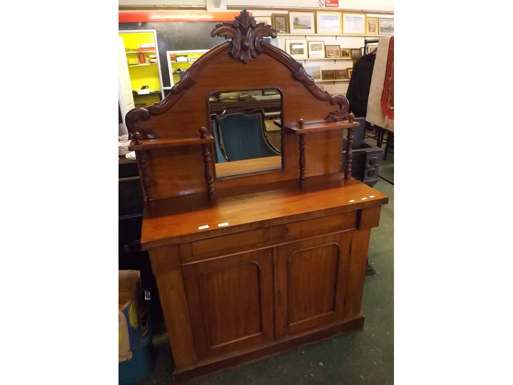 Victorian mahogany chiffonier cabinet, with central mirrored panel, the base with single drawer