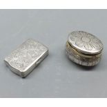 Silver plated small rectangular box and miniature casket, both approx 2" wide