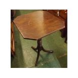 19th century mahogany pedestal table, with octagonal top, 18 1/2" wide