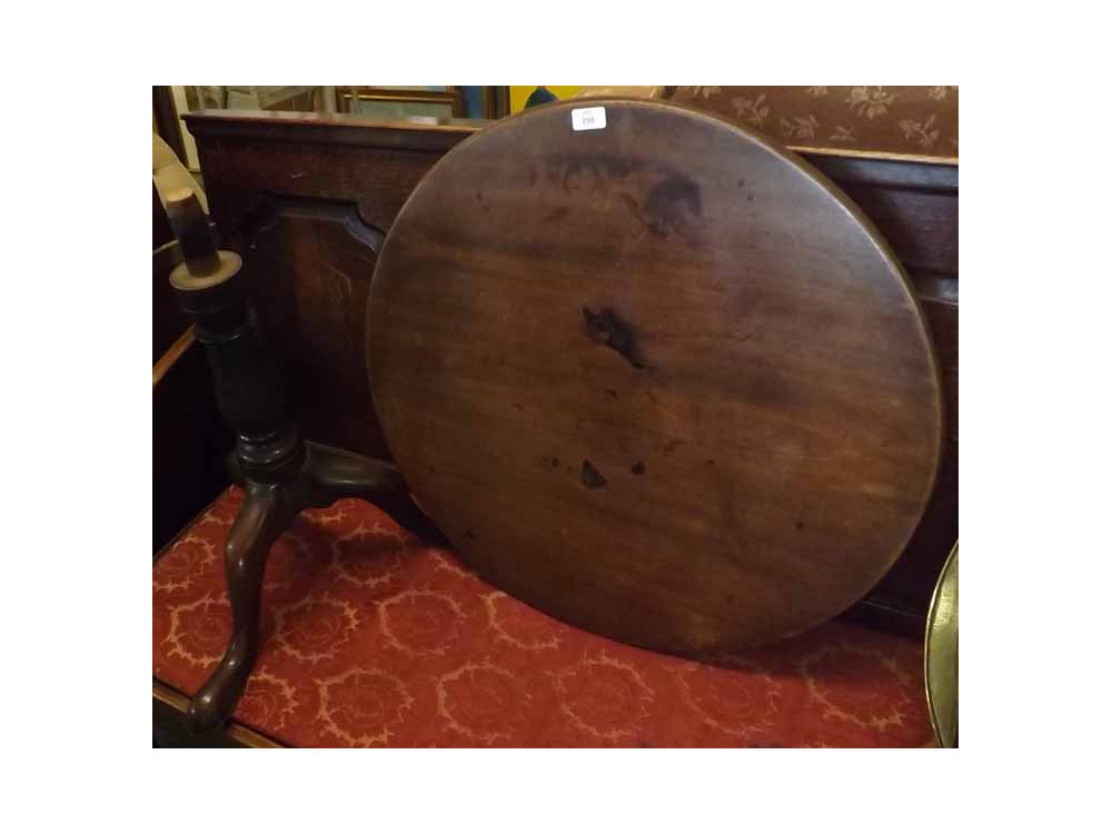 19th century mahogany bird-cage pedestal table, of circular form, 29" diameter