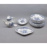 Collection of Copeland "Heron" wares, printed in blue, comprising mainly coffee pot, various
