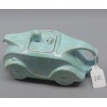 Sadlers vintage car tea pot decorated in mottled blue, 9" long
