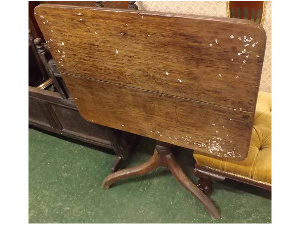 19th century oak rectangular topped pedestal table, 31" wide