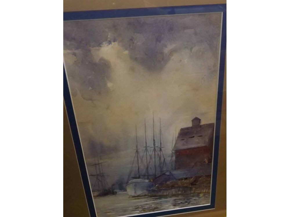 FREDERIC VIGERS, SIGNED, watercolour, "The Moonlit Quayside, Yarmouth", 13" x 8"