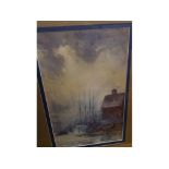 FREDERIC VIGERS, SIGNED, watercolour, "The Moonlit Quayside, Yarmouth", 13" x 8"