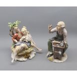 Capo di Monte figure of a clockmaker and further Naples group, (2) 8 1/2" and 8" high