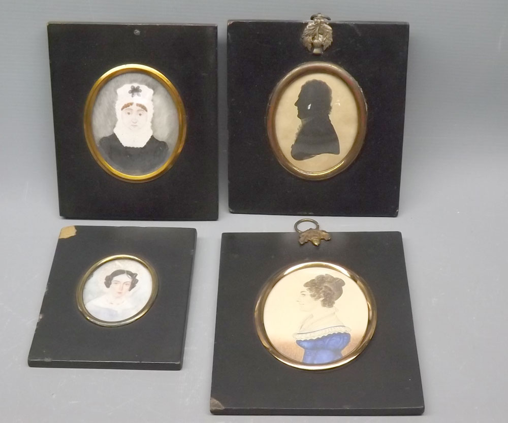 19th CENTURY ENGLISH SCHOOL, group of three portrait miniatures, Female studies; together with a