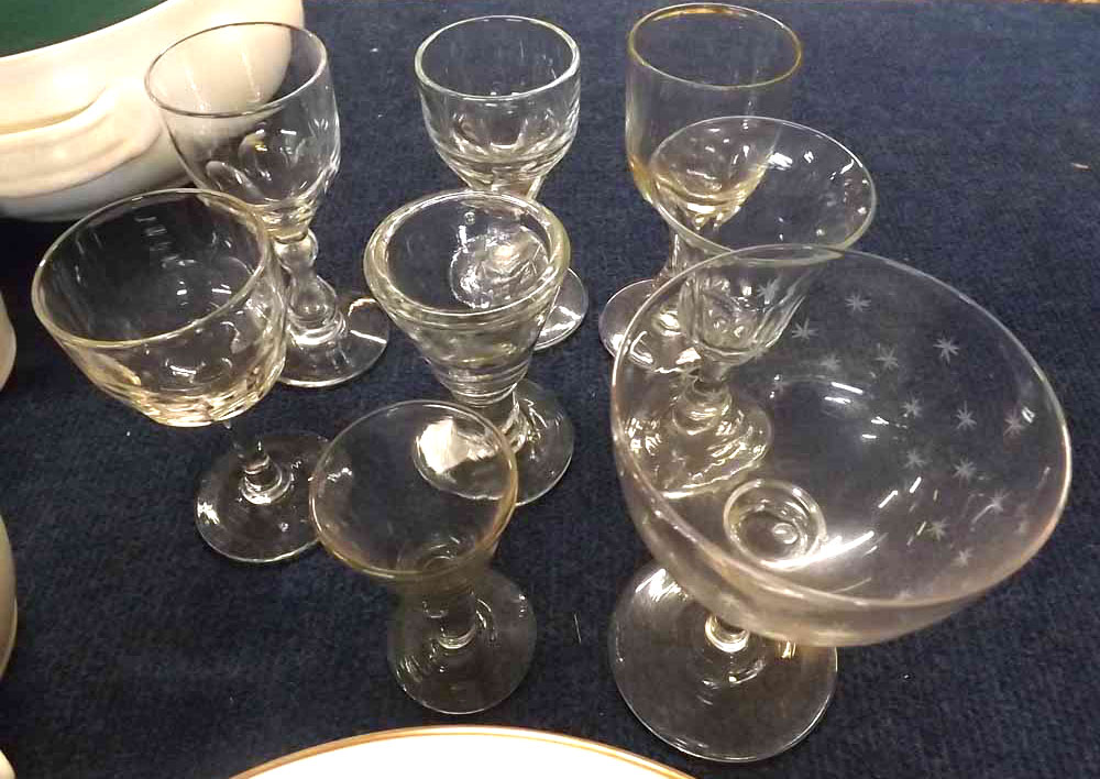 Mixed Lot: various Victorian and Edwardian glass wares, to include sherries, penny lick glass,