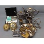 Mixed Lot: various Victorian and later silver plate, including teapot, hot water jug, cream jug etc
