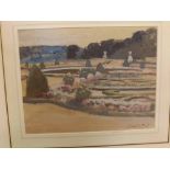 GUSTAV LOUIS JAULYS, SIGNED AND DATED OCT 02, gouache, Garden scene, 9" x 12", mounted but unframed