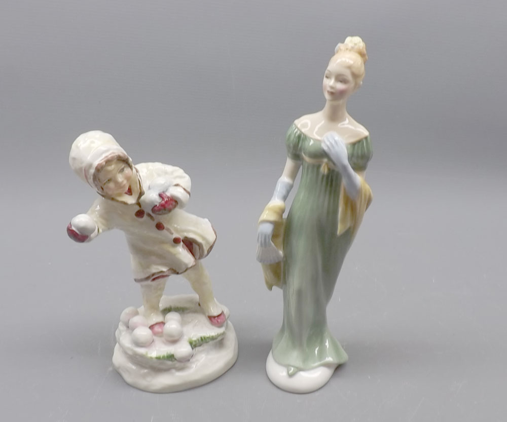 Royal Worcester figure "December" and further Royal Doulton "Lorna", HN2311, 7" and 9" high (2)